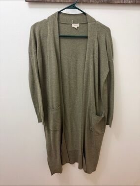 debut Olive Open-Front Long Cardigan